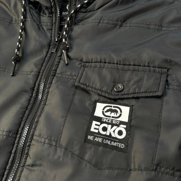Vintage Y2K Ecko Unltd Hybrid Hooded Jacket Size Mens L Black Gray - Picture 4 of 5